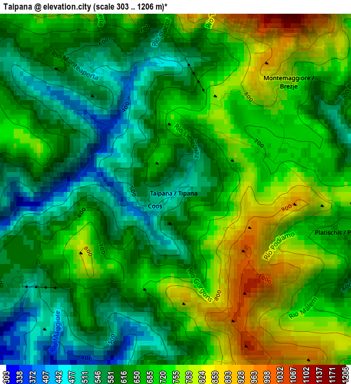 Taipana elevation map