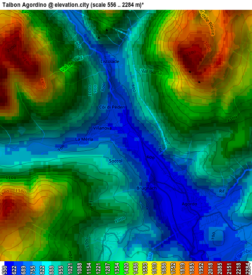 Taibon Agordino elevation map