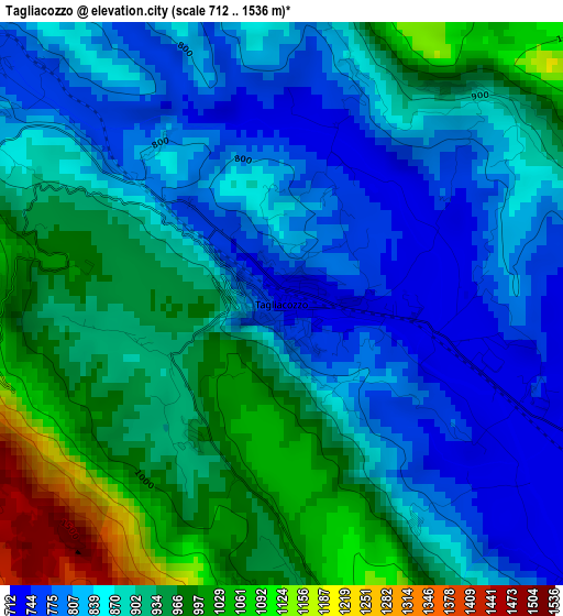 Tagliacozzo elevation map