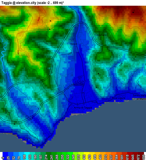 Taggia elevation map