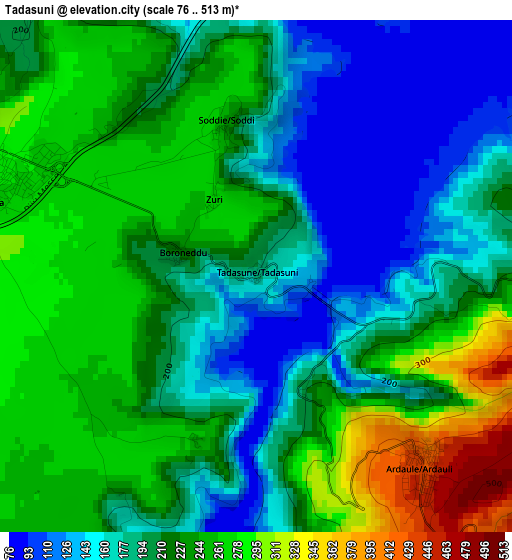 Tadasuni elevation map