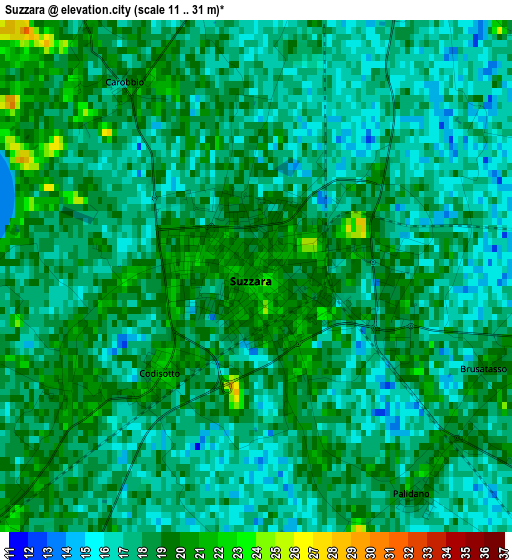 Suzzara elevation map