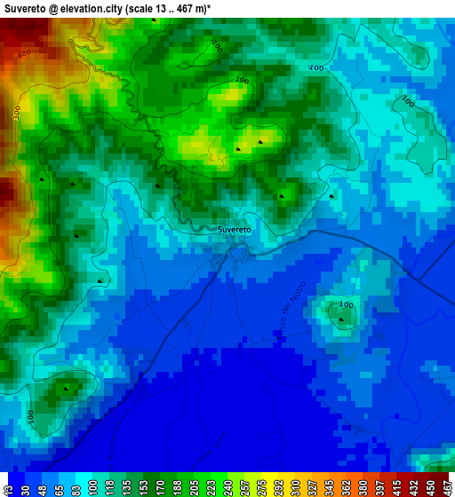 Suvereto elevation map