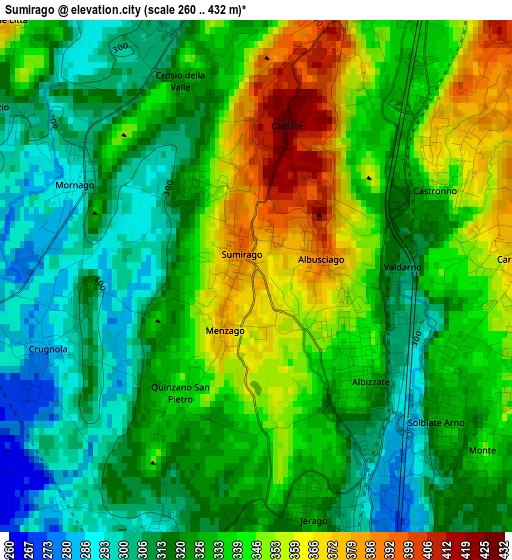 Sumirago elevation map