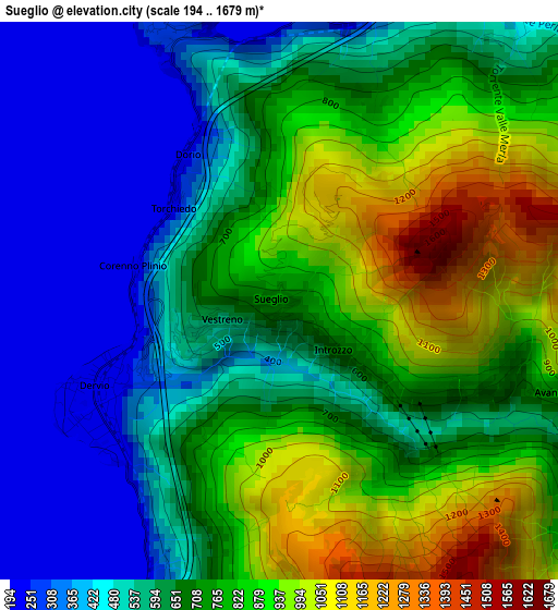 Sueglio elevation map