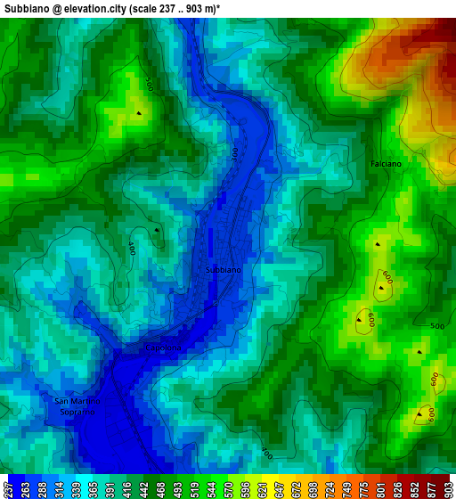 Subbiano elevation map