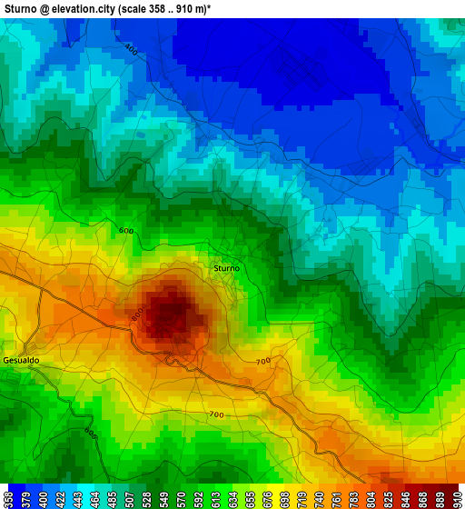 Sturno elevation map