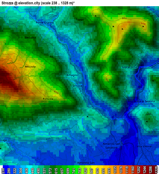 Strozza elevation map