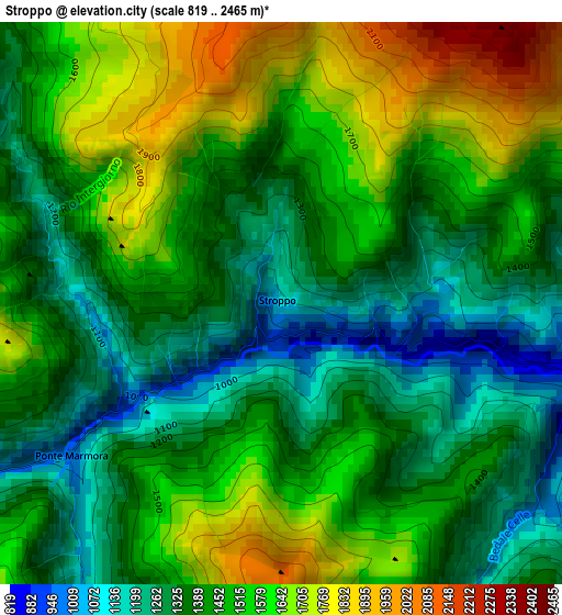 Stroppo elevation map