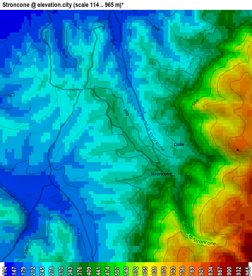 Stroncone elevation map