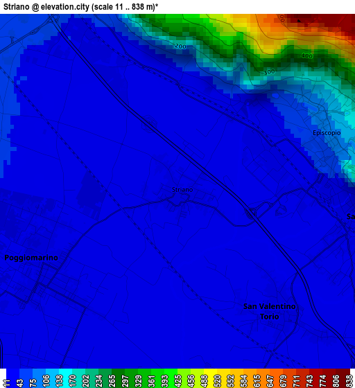 Striano elevation map