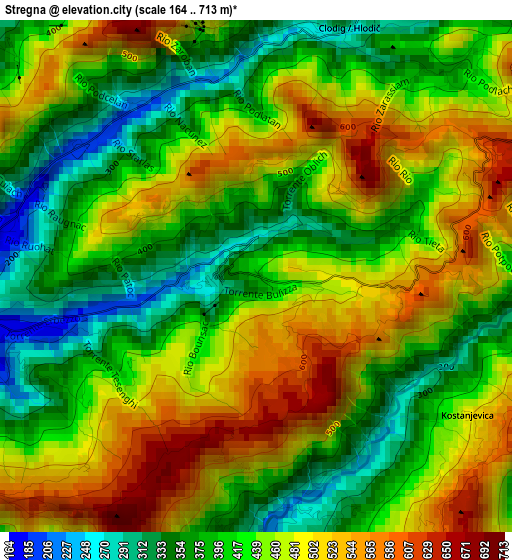 Stregna elevation map