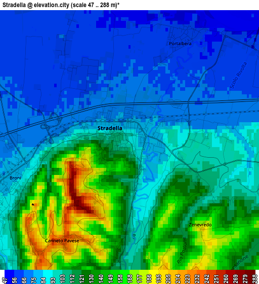 Stradella elevation map