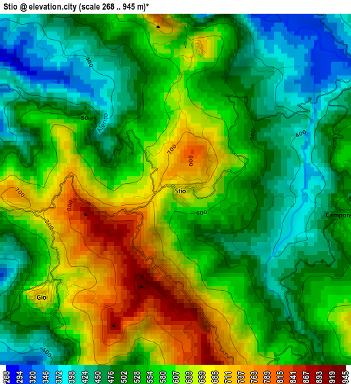 Stio elevation map