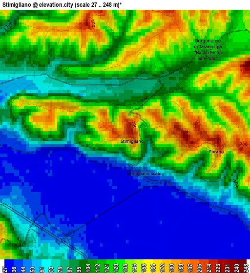 Stimigliano elevation map