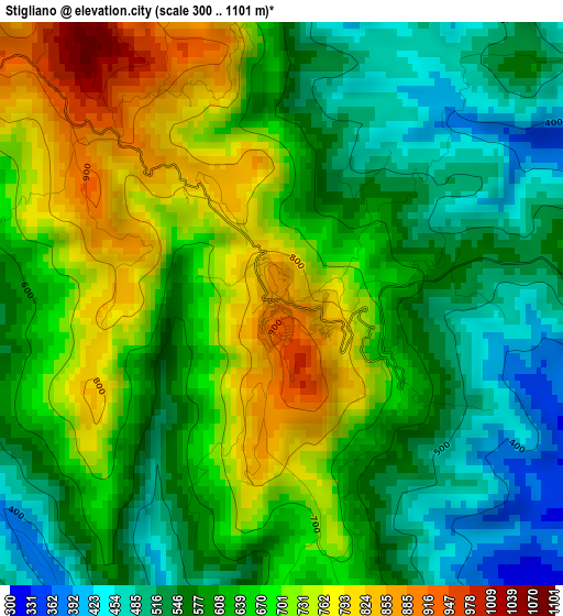 Stigliano elevation map