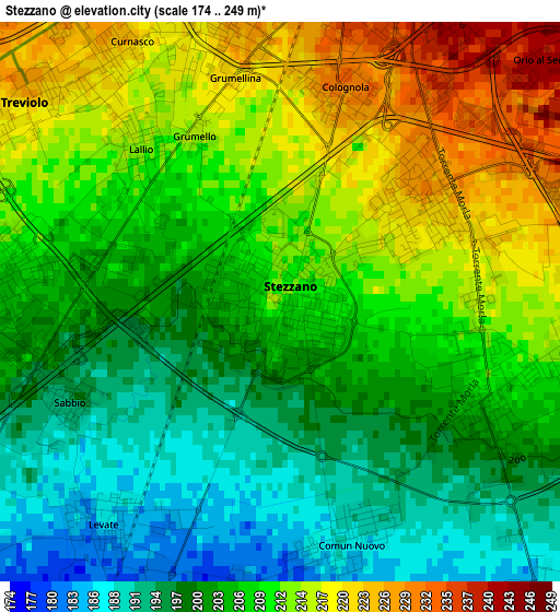 Stezzano elevation map