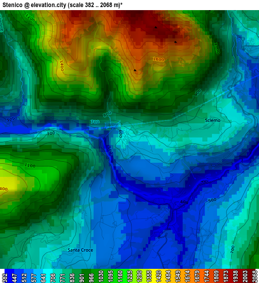 Stenico elevation map