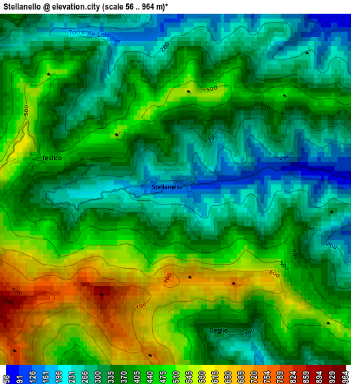 Stellanello elevation map