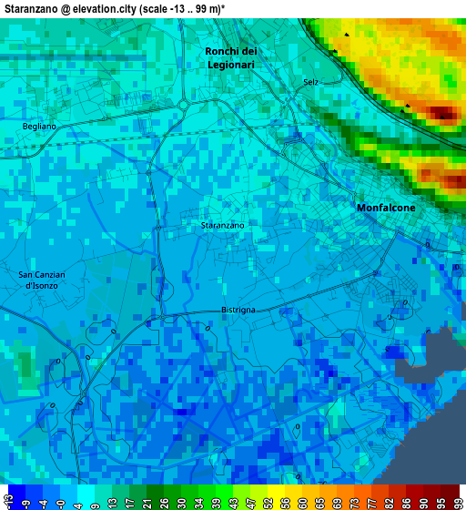 Staranzano elevation map