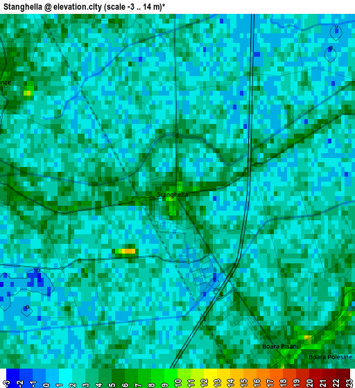 Stanghella elevation map