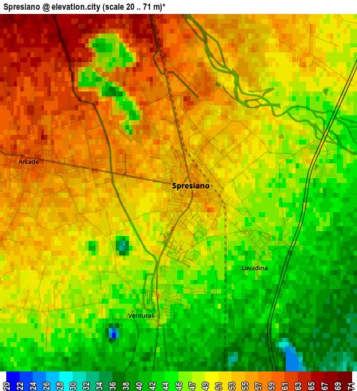 Spresiano elevation map