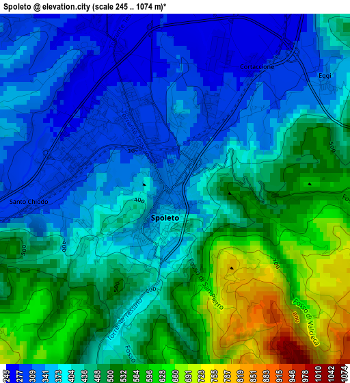 Spoleto elevation map