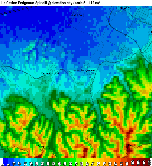 Le Casine-Perignano-Spinelli elevation map