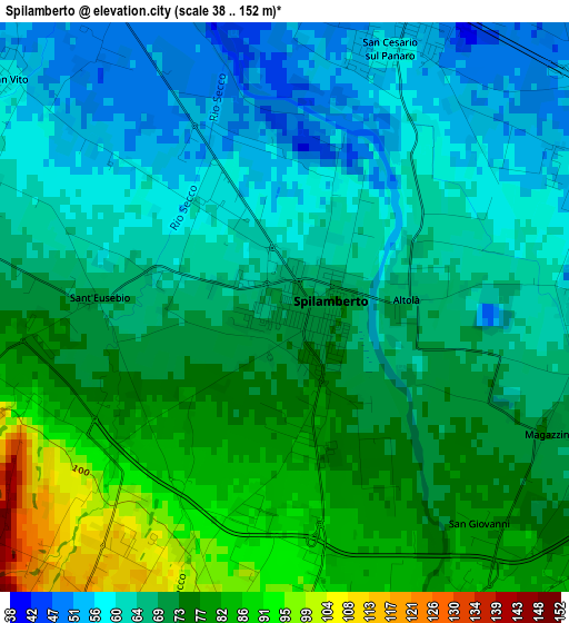 Spilamberto elevation map