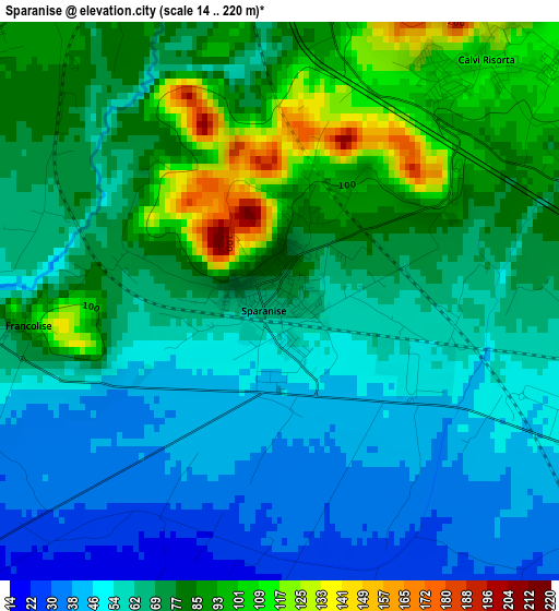 Sparanise elevation map