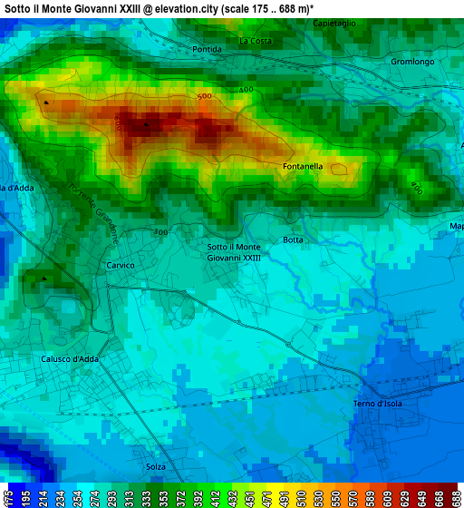 Sotto il Monte Giovanni XXIII elevation map