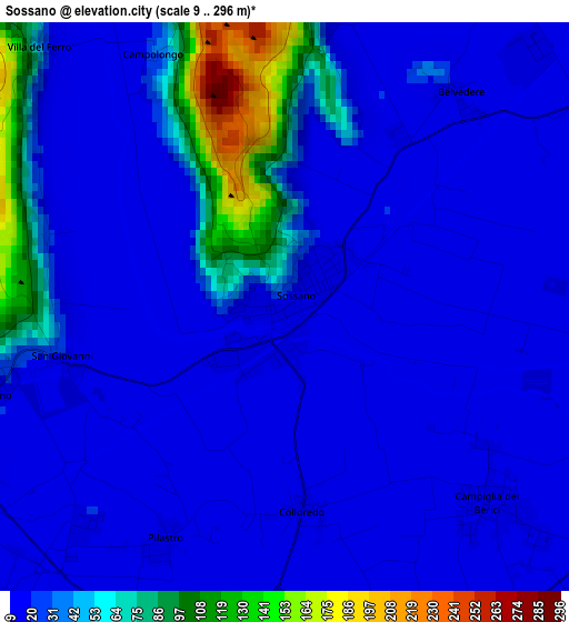 Sossano elevation map