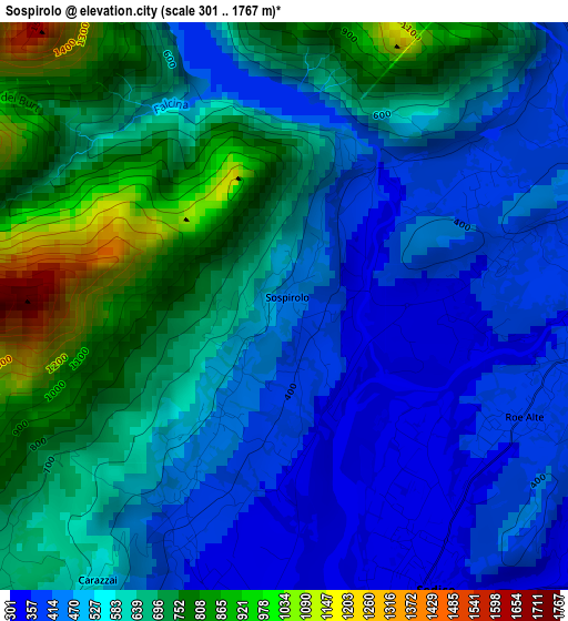 Sospirolo elevation map