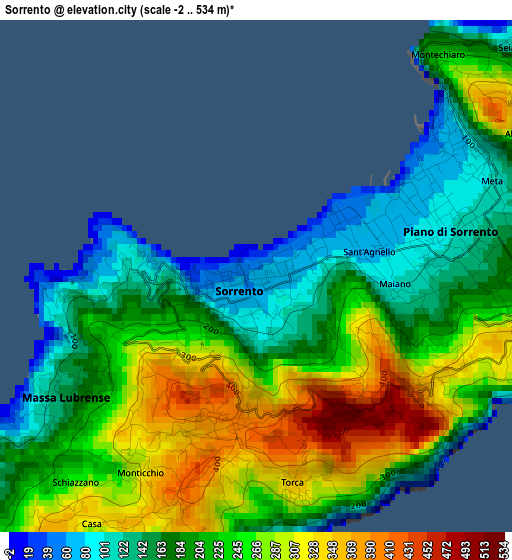 Sorrento elevation map