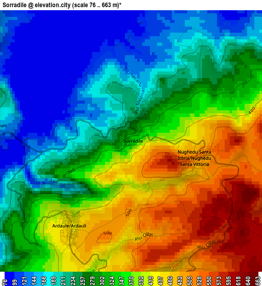 Sorradile elevation map