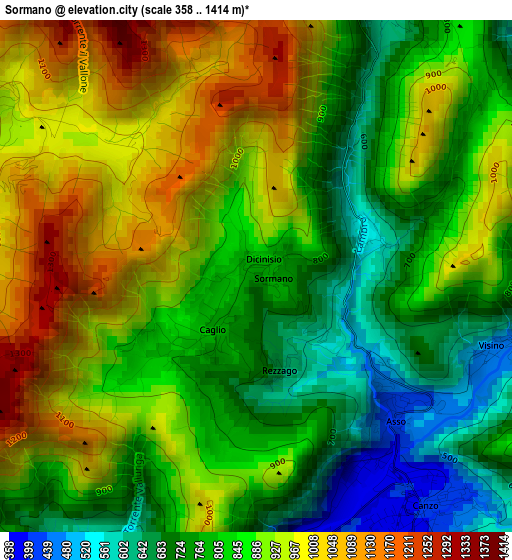 Sormano elevation map