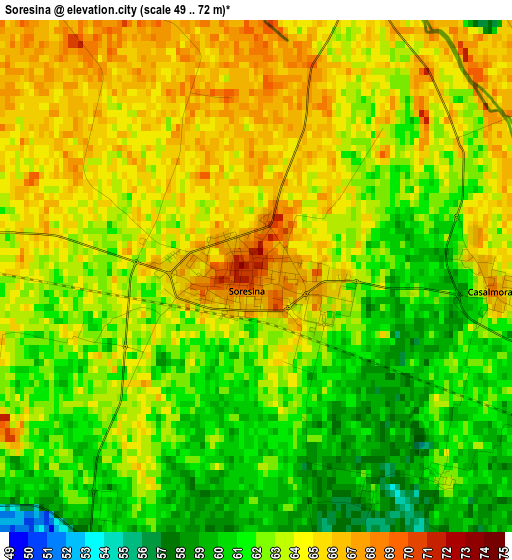 Soresina elevation map