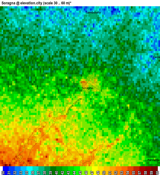 Soragna elevation map