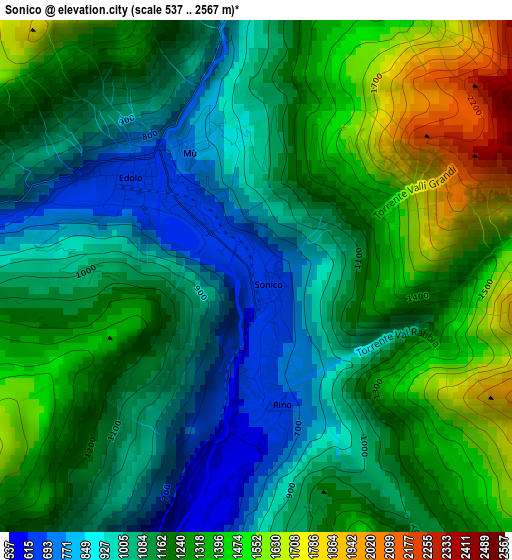 Sonico elevation map