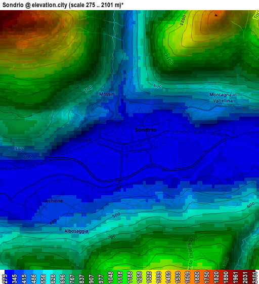 Sondrio elevation map