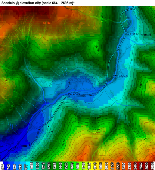 Sondalo elevation map