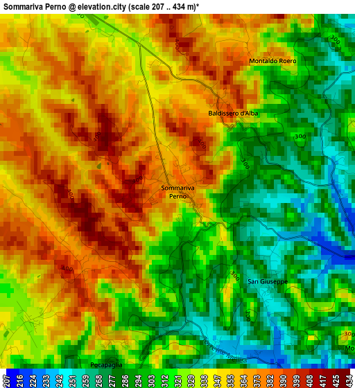 Sommariva Perno elevation map