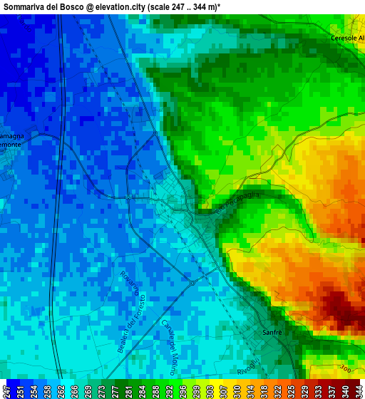 Sommariva del Bosco elevation map