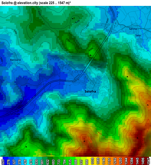 Solofra elevation map