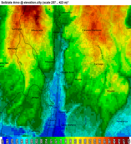 Solbiate Arno elevation map