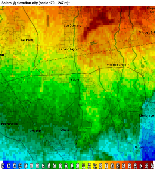 Solaro elevation map