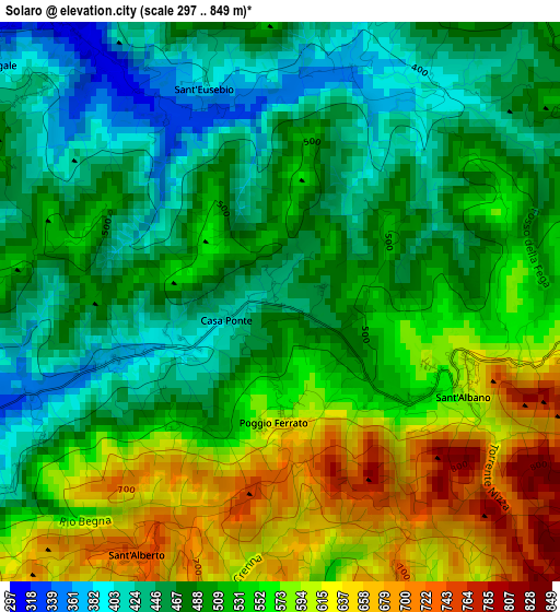 Solaro elevation map