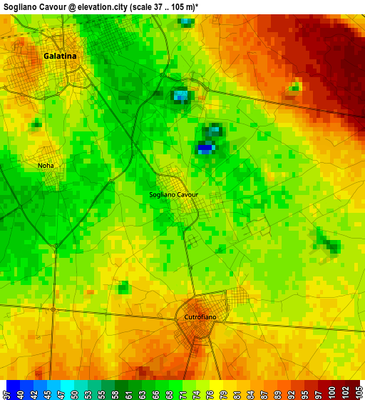 Sogliano Cavour elevation map