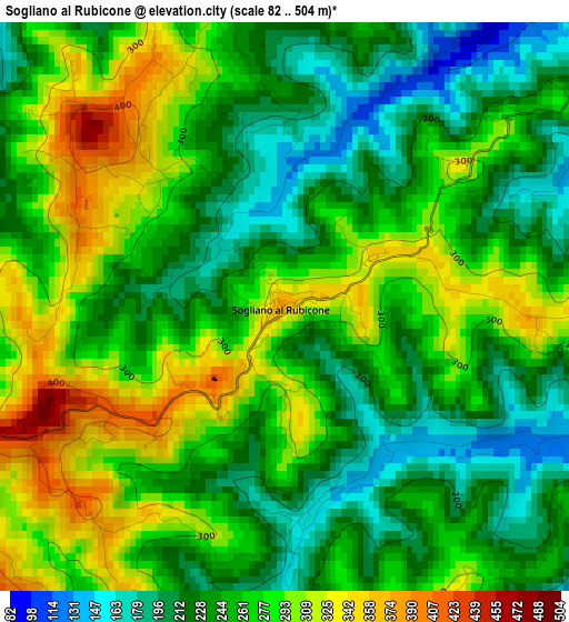 Sogliano al Rubicone elevation map