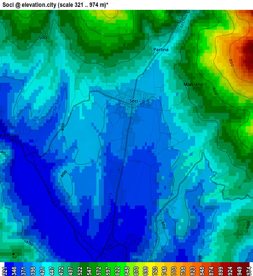 Soci elevation map